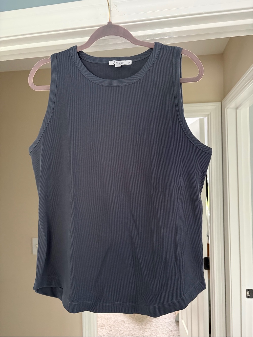 Chico’s Blue/Gray Ribbed Tank Top - Sleeveless Women’s Top